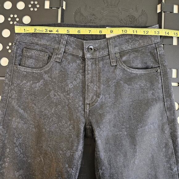 Rag and Bone Women's Black Mid-Rise Snake Print Wax Denim Jeans | 23 - Picture 4 of 16